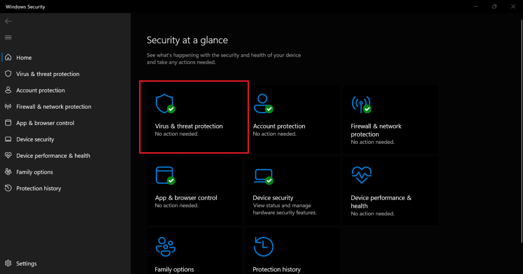 virus & threat protection