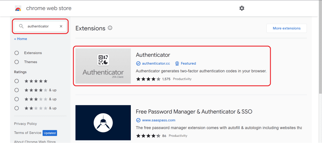 Ketikkan 'authenticator' pada kolom pencarian dan pilih Authenticator oleh authenticator.cc