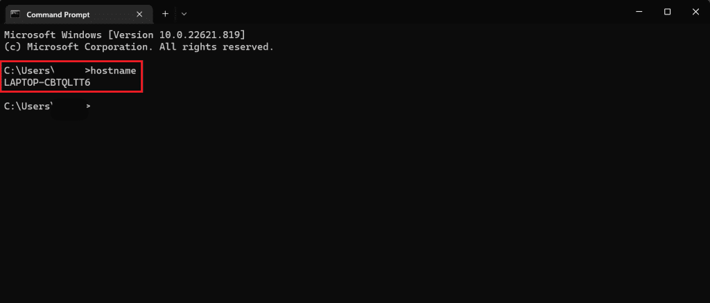 Ketik hostname dan Tekan Enter