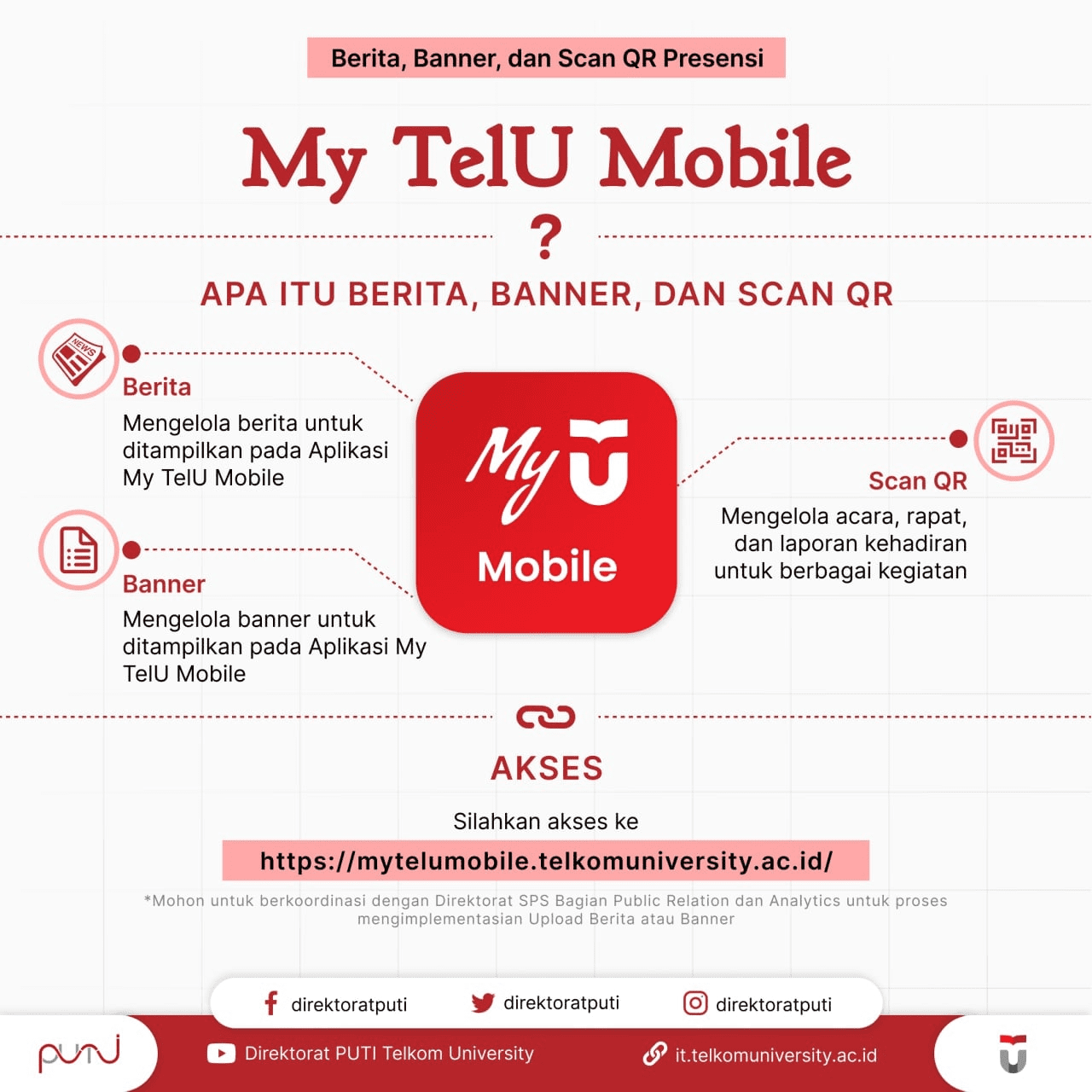 [Info PuTI] Berita, Banner, dan Scan QR Presensi MyTelU Mobile