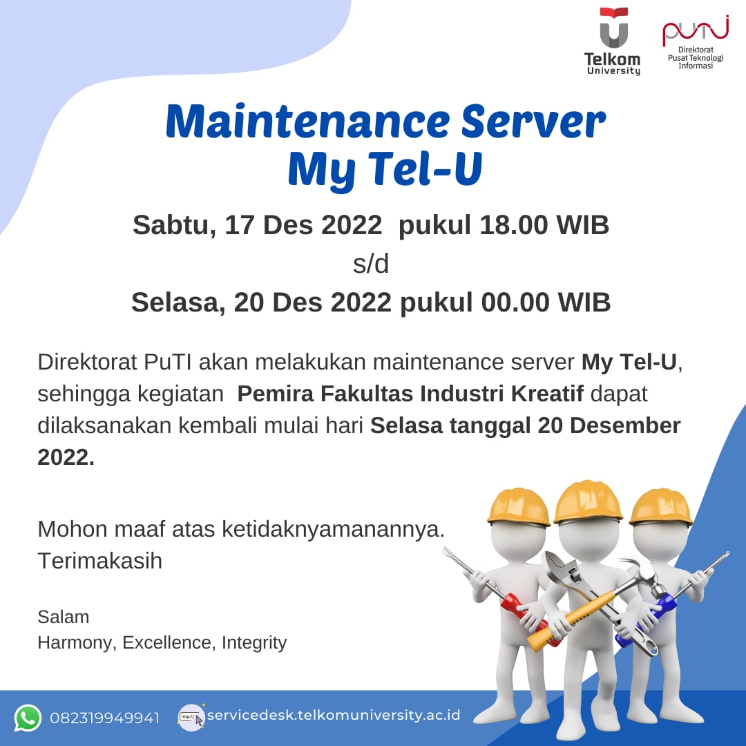[Info PuTI] Maintenance Server My Tel-U