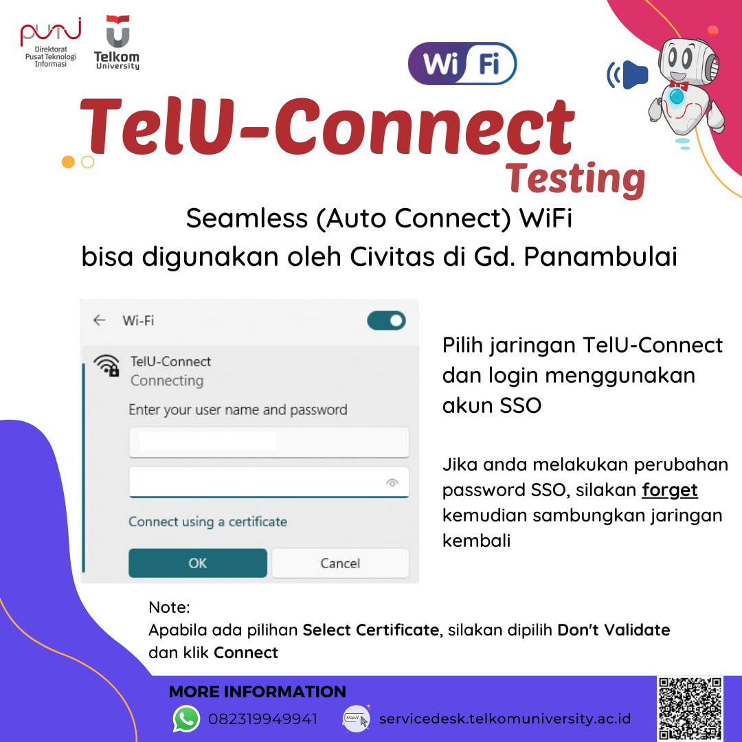 [Info PuTI] Uji Coba Jaringan WiFi TelU-Connect