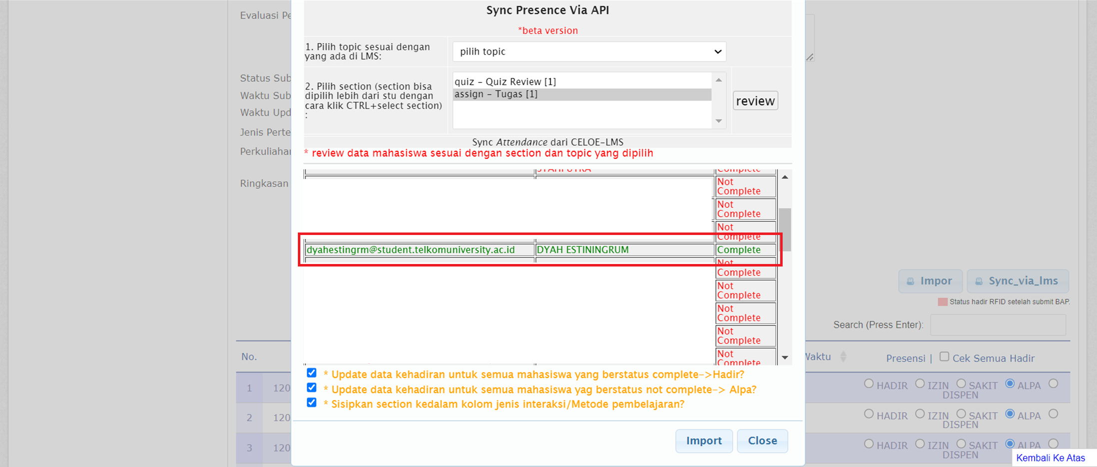 Gagal Sync Kehadiran dari LMS: Completed tapi Tidak Terbaca di iGracias Gagal Sync Kehadiran dari LMS: Completed tapi Tidak Terbaca di iGracias