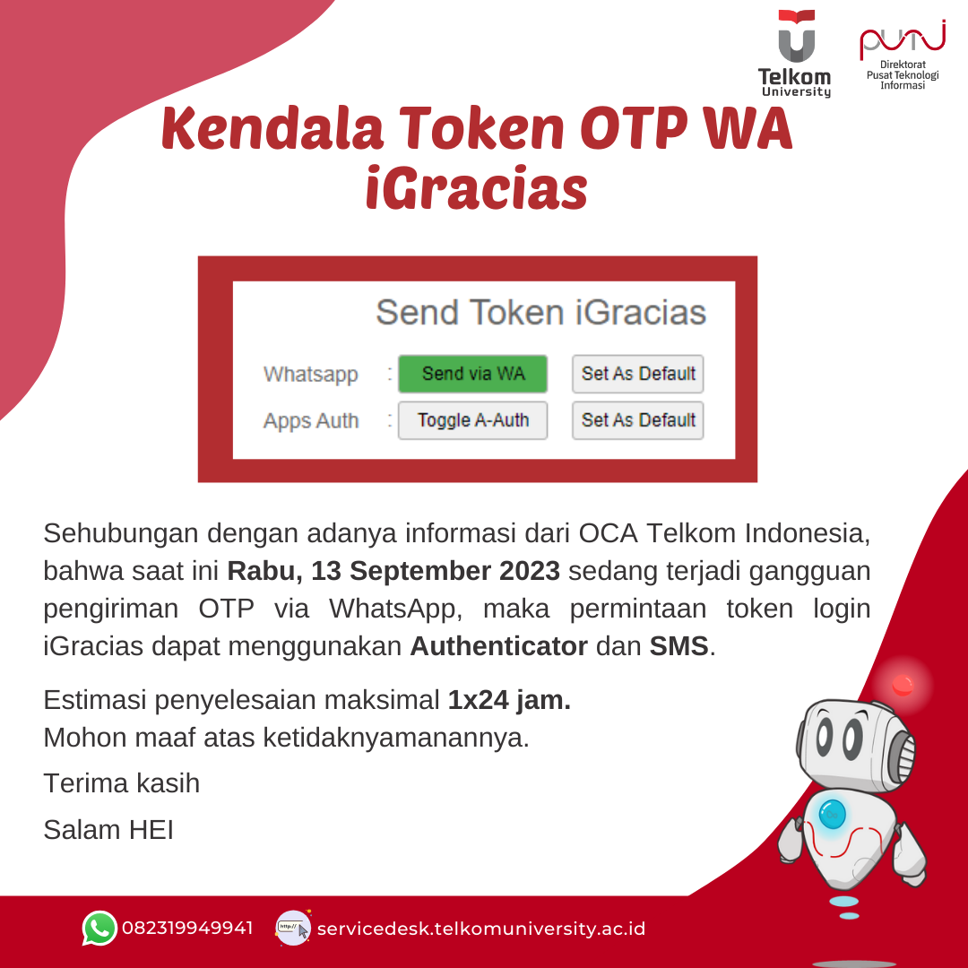 Kendala Token One-Time Password (OTP) WhatsApp iGracias Kendala Token One-Time Password (OTP) WhatsApp iGracias