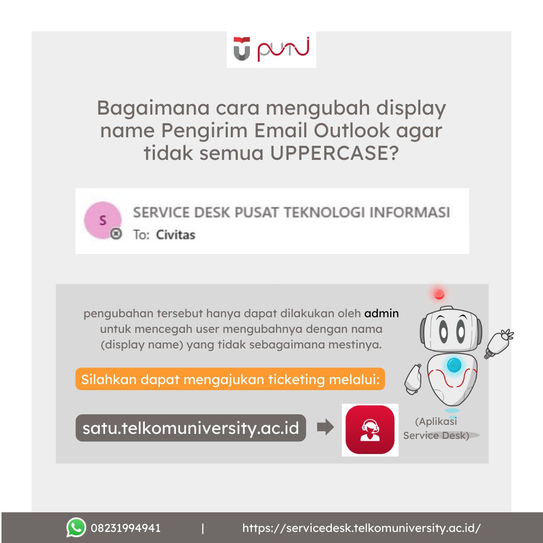 Bagaimana cara mengubah display name Pengiriman Email Outlook agar tidak semua UPPERCASE?