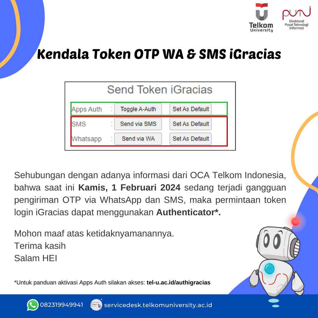 Kendala Token One-Time Password (OTP) WhatsApp & SMS iGracias (01/02/24) Kendala Token One-Time Password (OTP) WhatsApp & SMS iGracias (01/02/24)