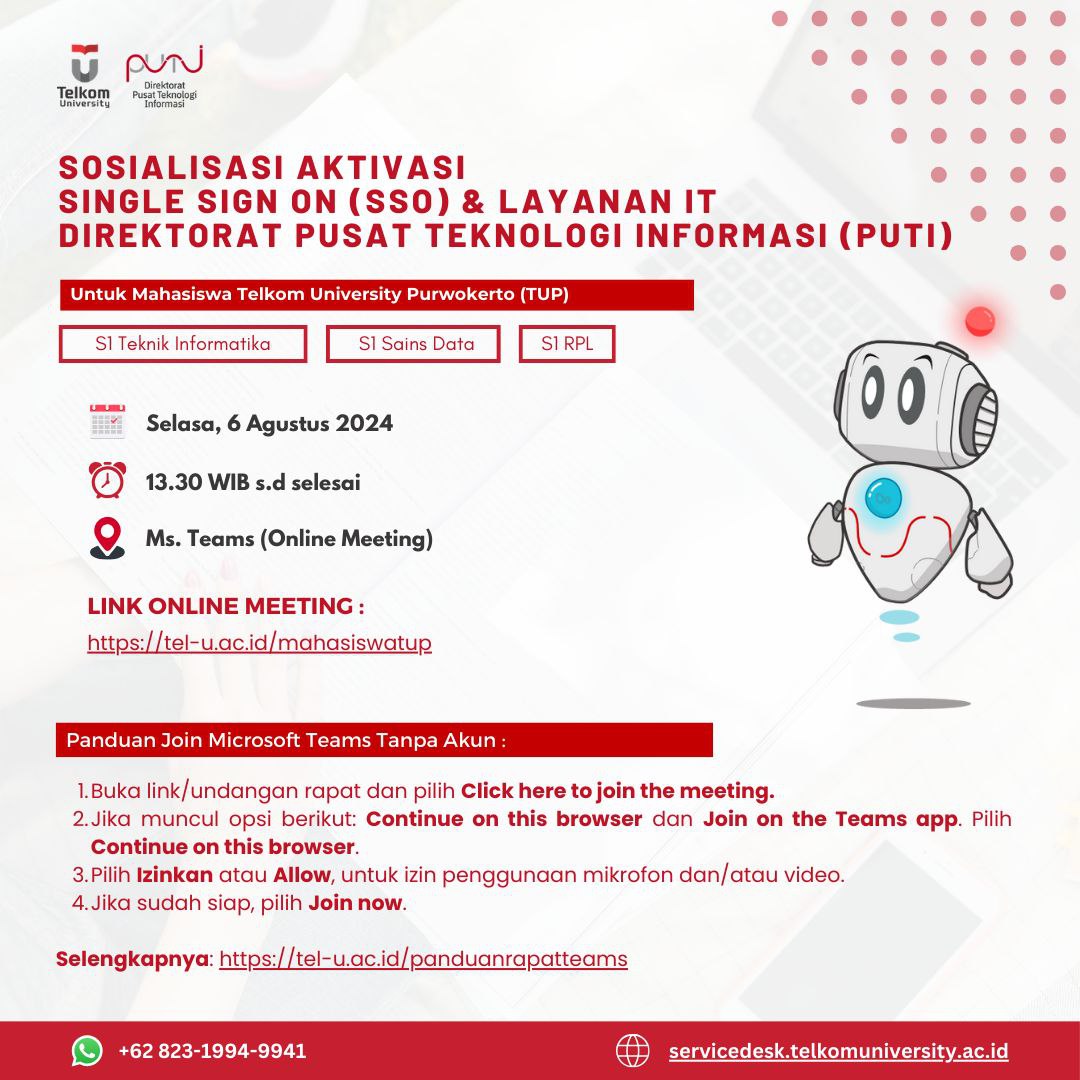 Sosialisasi Aktivasi Single Sign On & Layanan IT Direktorat Pusat Teknologi Informasi (PUTI) Sosialisasi Aktivasi Single Sign On & Layanan IT Direktorat Pusat Teknologi Informasi (PUTI)