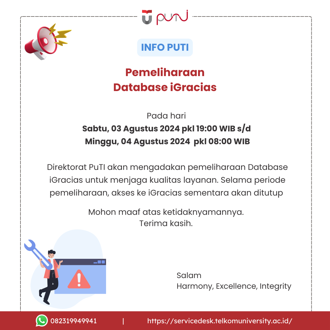 [INFO PuTI] Pemeliharaan Database iGracias