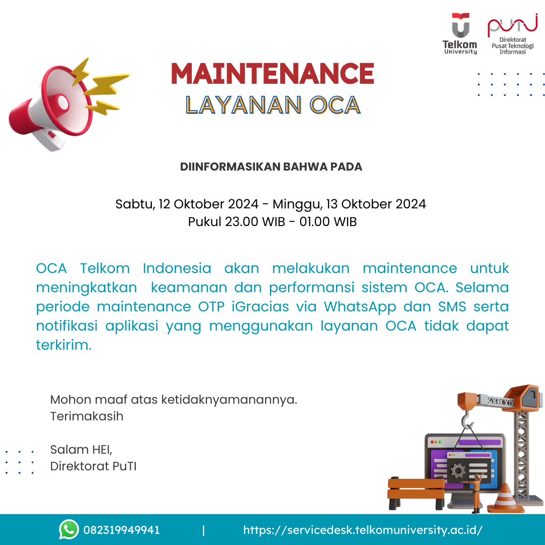 [INFO PuTI] Maintenance Layanan OCA
