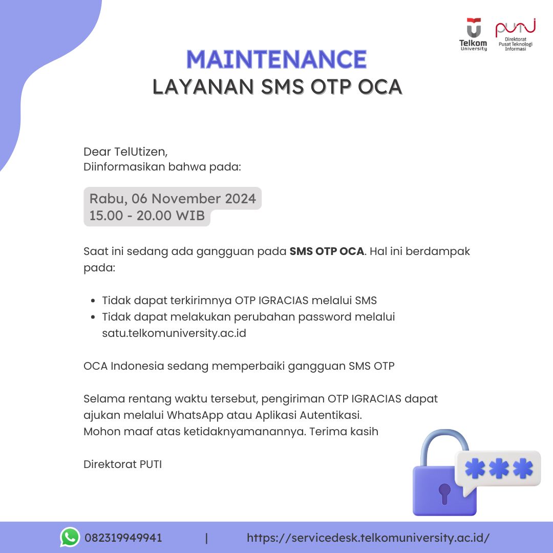 Maintenance Layanan SMS OTP OCA Maintenance Layanan SMS OTP OCA