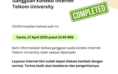 SOLVED – Gangguan Koneksi Internet Telkom University (17/04/2025) SOLVED – Gangguan Koneksi Internet Telkom University (17/04/2025)
