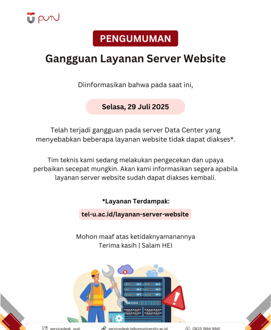 [INFO PuTI] Gangguan Layanan Server Website
