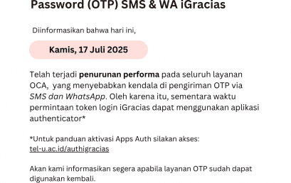 [INFO PuTI] Kendala Token One-Time Password (OTP) WhatsApp & SMS iGracias (17/07/2025)