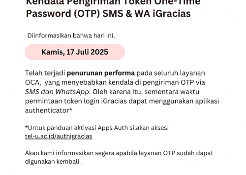 [INFO PuTI] Kendala Token One-Time Password (OTP) WhatsApp & SMS iGracias (17/07/2025)