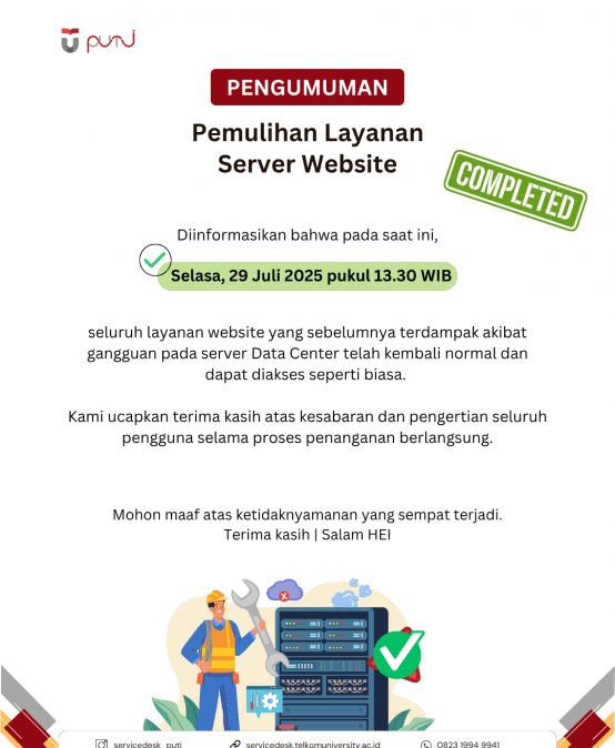 [INFO PuTI] Pemulihan Layanan Server Website