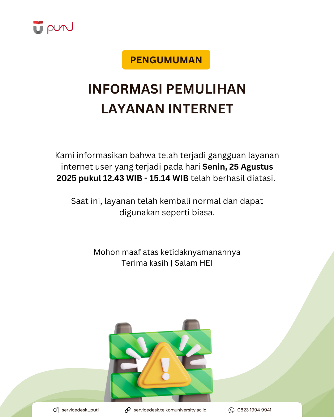 Informasi Pemulihan Layanan Internet Informasi Pemulihan Layanan Internet