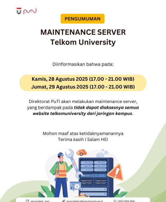 [INFO PuTI] Maintenance Server Telkom University