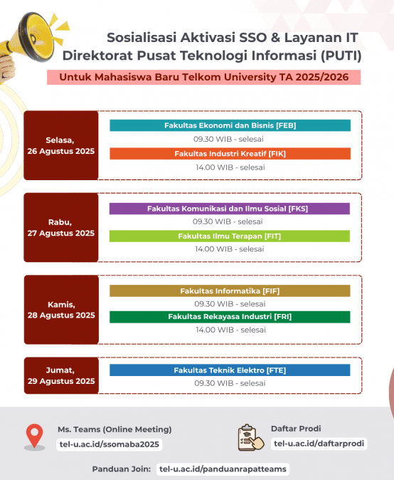Jadwal Sosialisasi Aktivasi SSO & Layanan IT PuTI TA 2025/2026