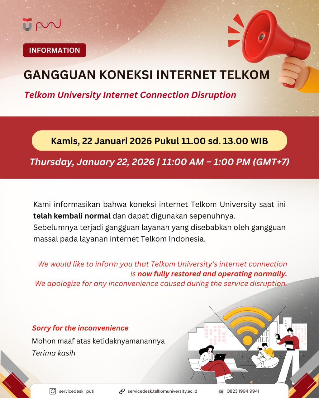 [INFO PuTI] Gangguan Koneksi Internet Telkom