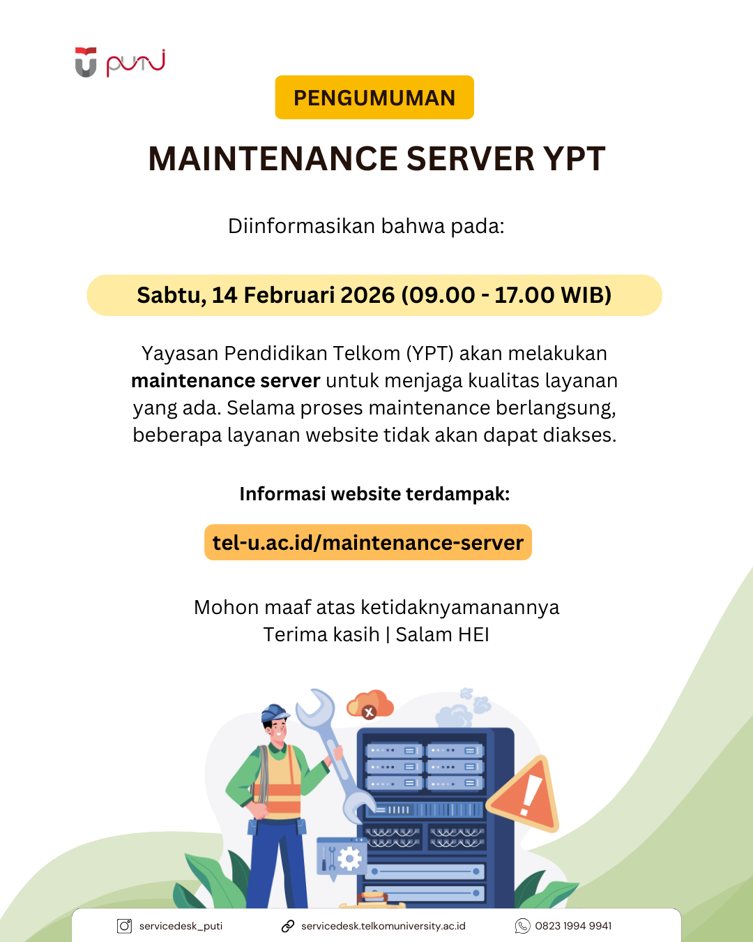 [INFO PuTI] Informasi Maintenance Server YPT