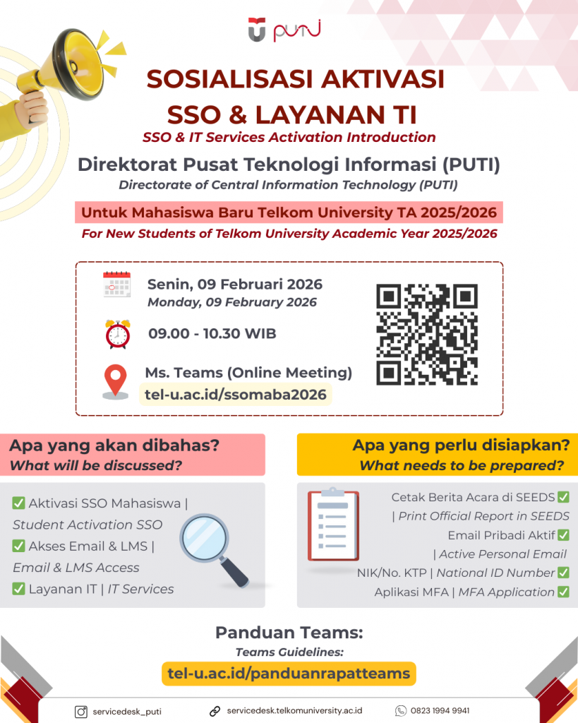 Sosialisasi Aktivasi SSO & Layanan TI PUTI Mahasiswa Baru TA 2025/2026 Genap