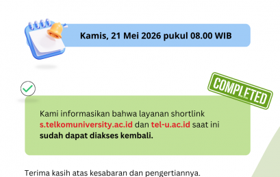 [INFO PuTI] Informasi Layanan Shortlink Telkom University Kembali Normal