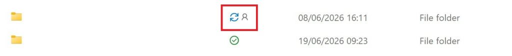 Icon tanda Sinkronsinasi OneDrive
