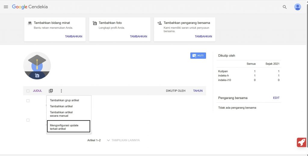 Update artikel Otomatis Google Scholar