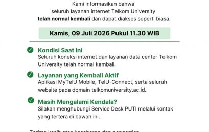 [INFO PuTI] INFORMASI KONEKSI INTERNET TELKOM NORMAL KEMBALI