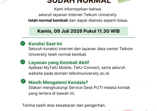 [INFO PuTI] INFORMASI KONEKSI INTERNET TELKOM NORMAL KEMBALI
