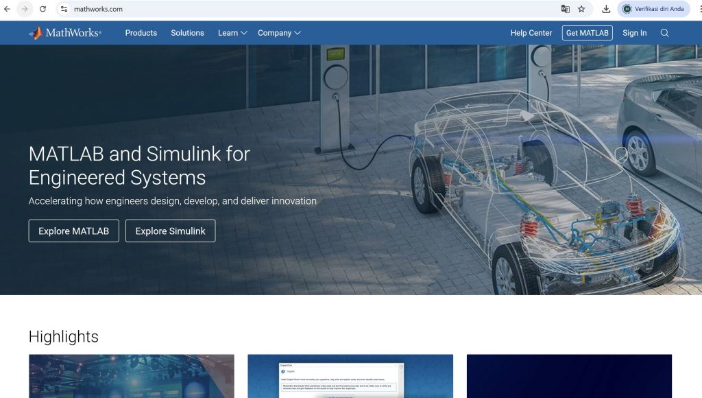 Login ke Mathworks