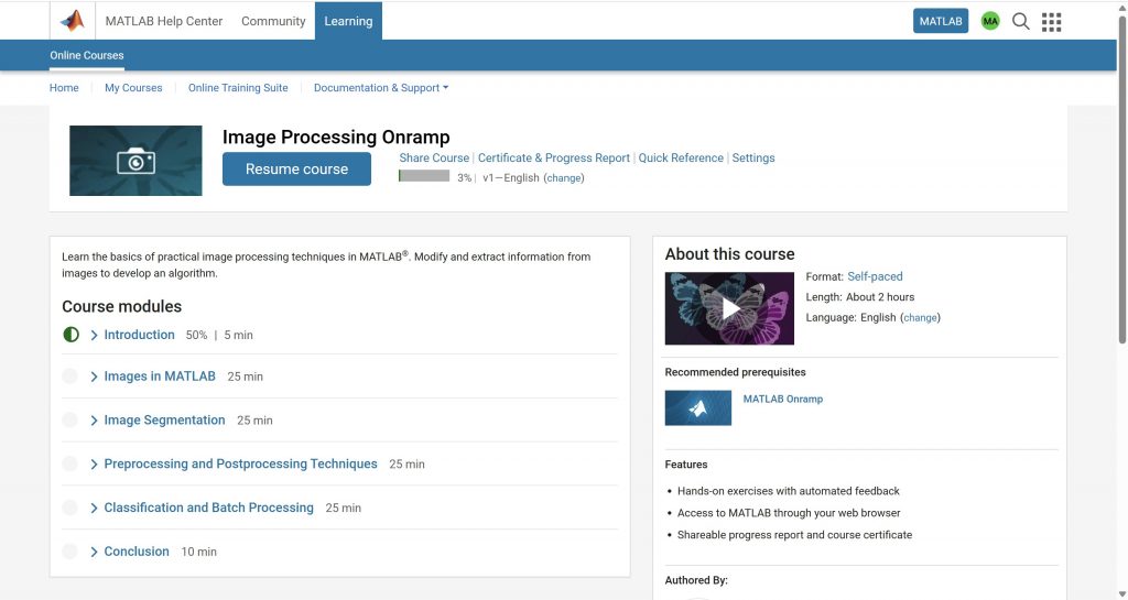 MATLAB Online Learning
