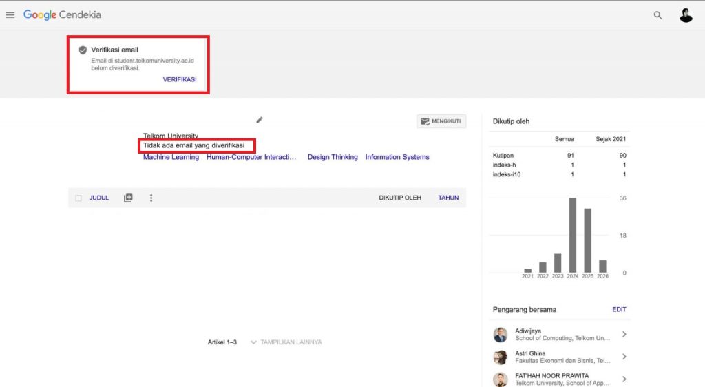 Tidak Ada Email Verifikasi Google Scholar